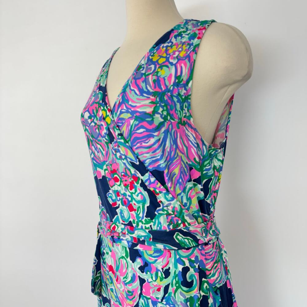 Lilly Pulitzer Delfina Sleeveless Maxi Wrap Dress in Indigo Exotic Escapade XL - Picture 3 of 11